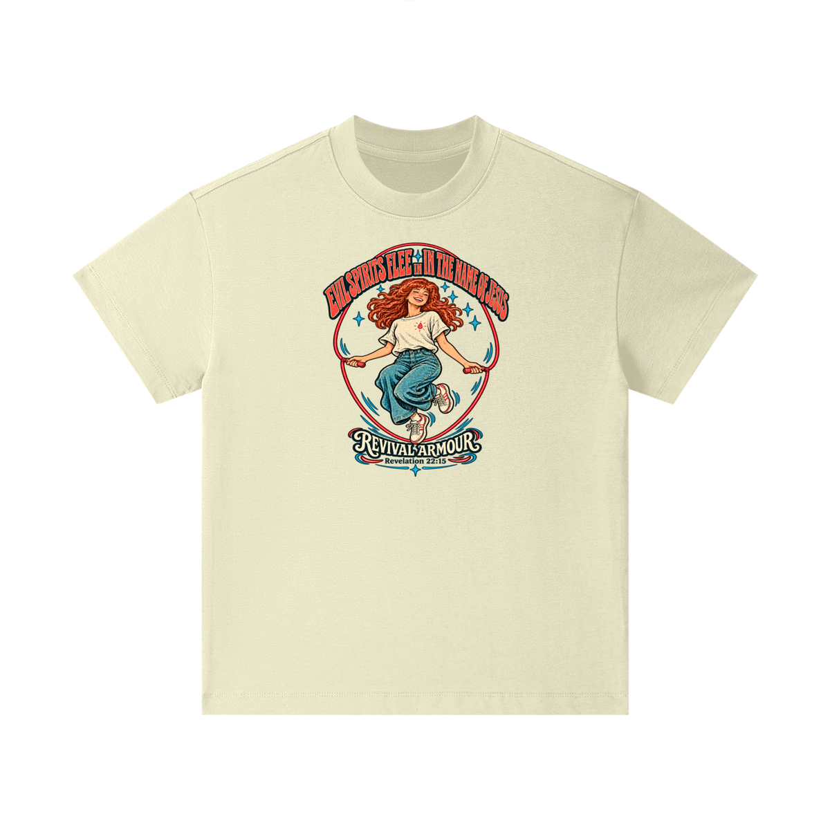 EVIL SPIRITS FLEE IN THE NAME OF JESUS REVIVAL ARMOUR *Revelation 22:15* Kids T-Shirt