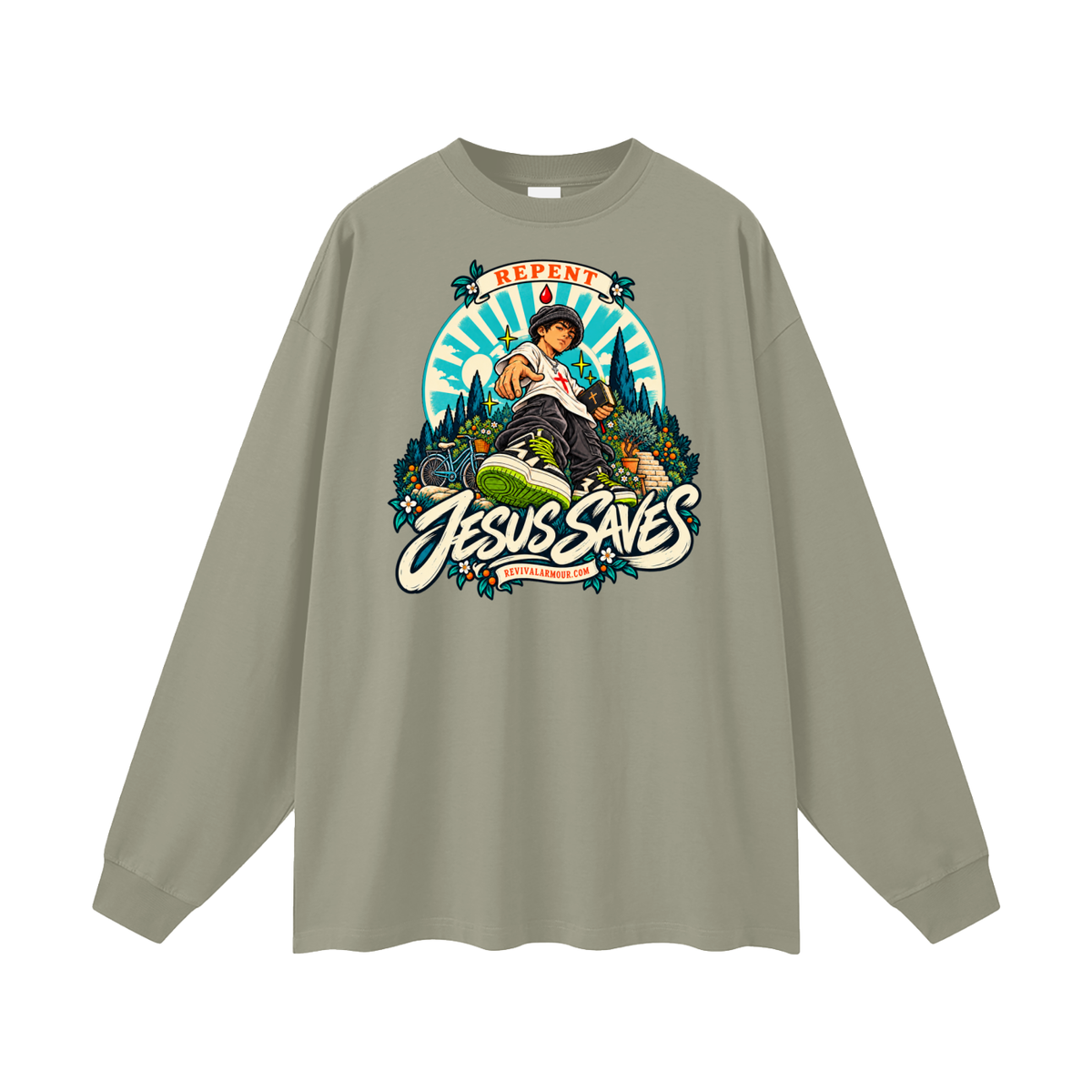 REPENT JESUS SAVES REVIVALARMOUR.COM Long Sleeve T-Shirt