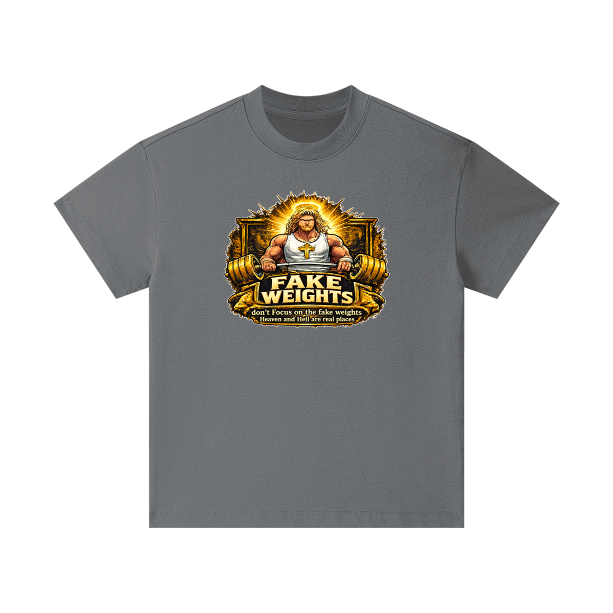 FAKE WEIGHTS don't Focus on the fake weights Heaven and Hell are real places Kids T-Shirt