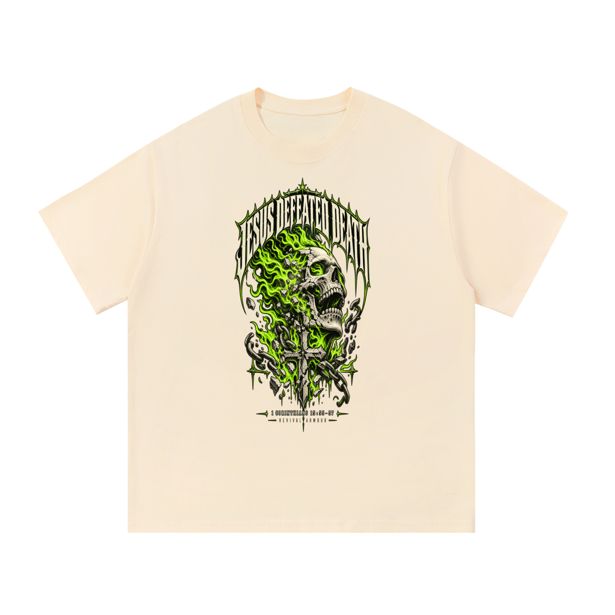 JESUS DEFEATED DEATH - 1 CORINTHIANS 15:55-57- T-Shirt