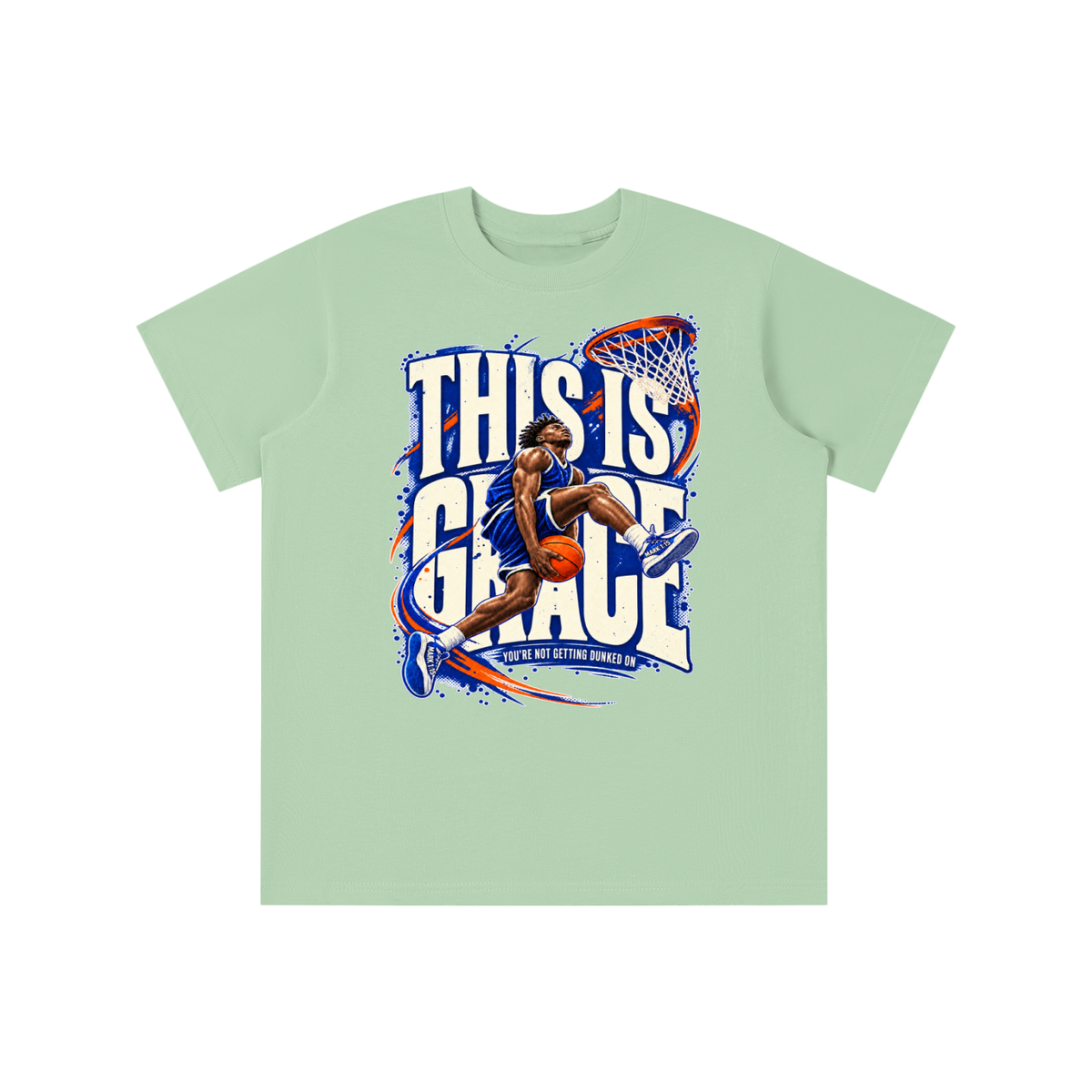THIS IS GRACE YOU'RE NO GETTING DUNKED ON ( MARK 1:15 IS ON HIS SHOES ) youth T-shirt