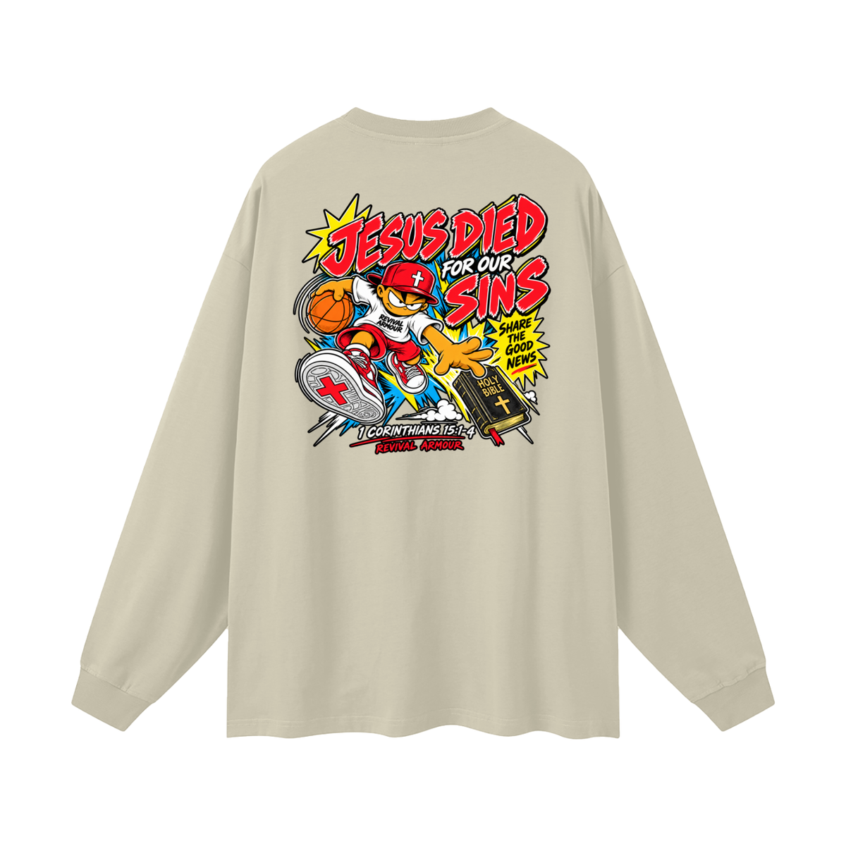 SUBMIT TO JESUS RESIST THE DEVIL AND HE WILL FLEE FROM YOU INSPIRED BY JAMES 4:7 JESUS DIED FOR OUR SINS SHARE THE GOOD NEWS HOLY BIBLE 1 CORTHIANS 15:1-4 REVIVAL ARMOUR Long Sleeve T-Shirt