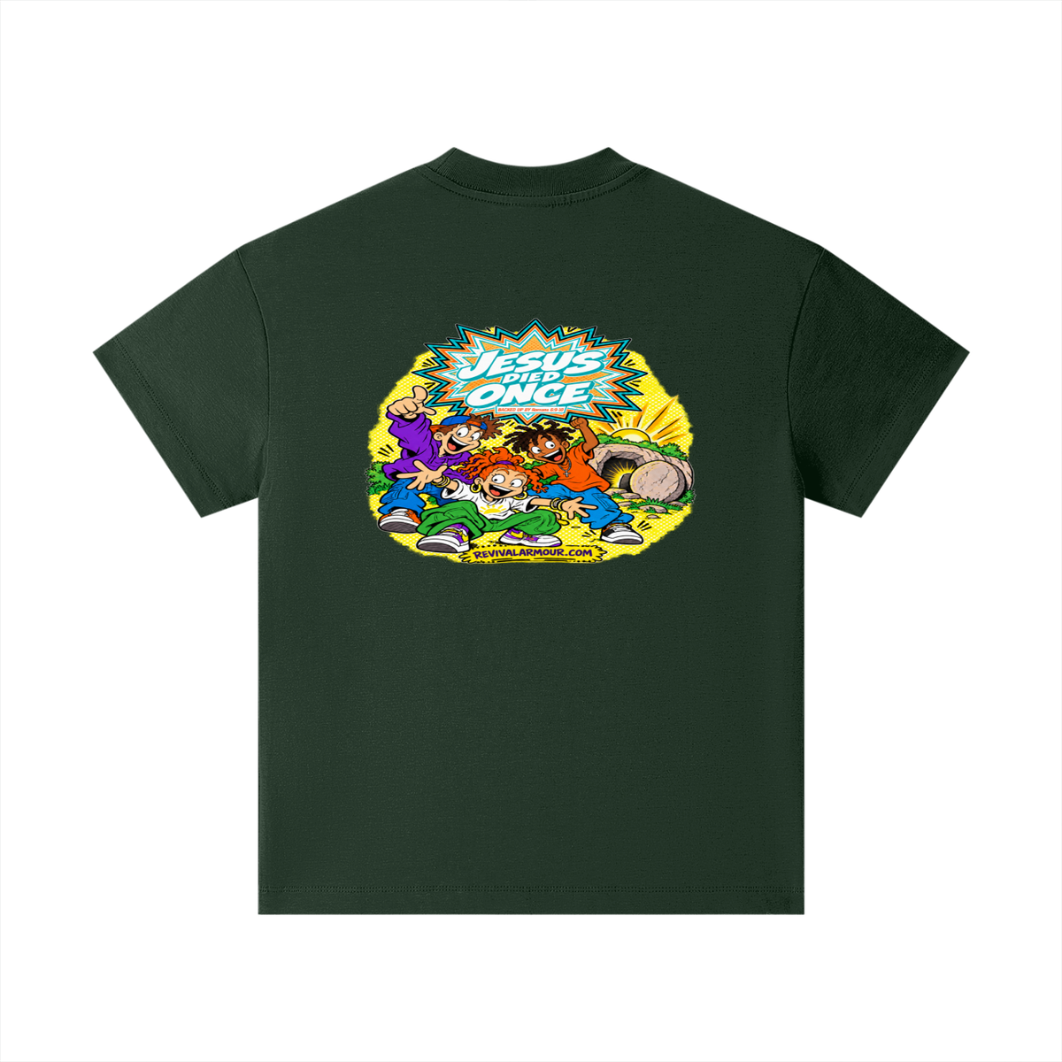 JESUS DIED ONCE BACKED UP BY Romans 6:9-10 Kids T-Shirt