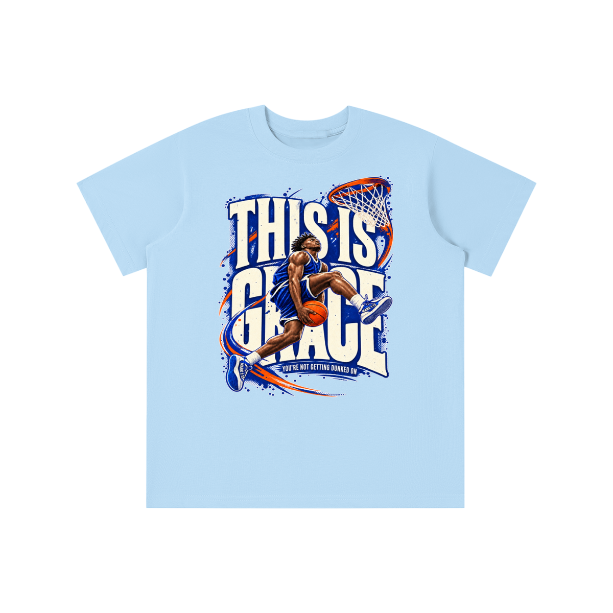 THIS IS GRACE YOU'RE NO GETTING DUNKED ON ( MARK 1:15 IS ON HIS SHOES ) youth T-shirt