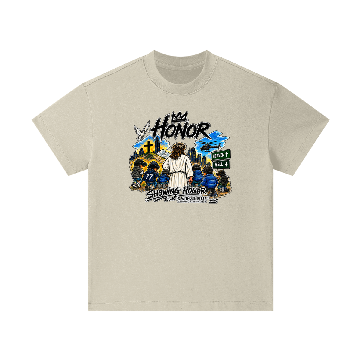 HONOR SHOWING HONOR JESUS IS WITHOUT DEFECT ACCORDING TO 1 PETER 1:18-19 Kids T-Shirt