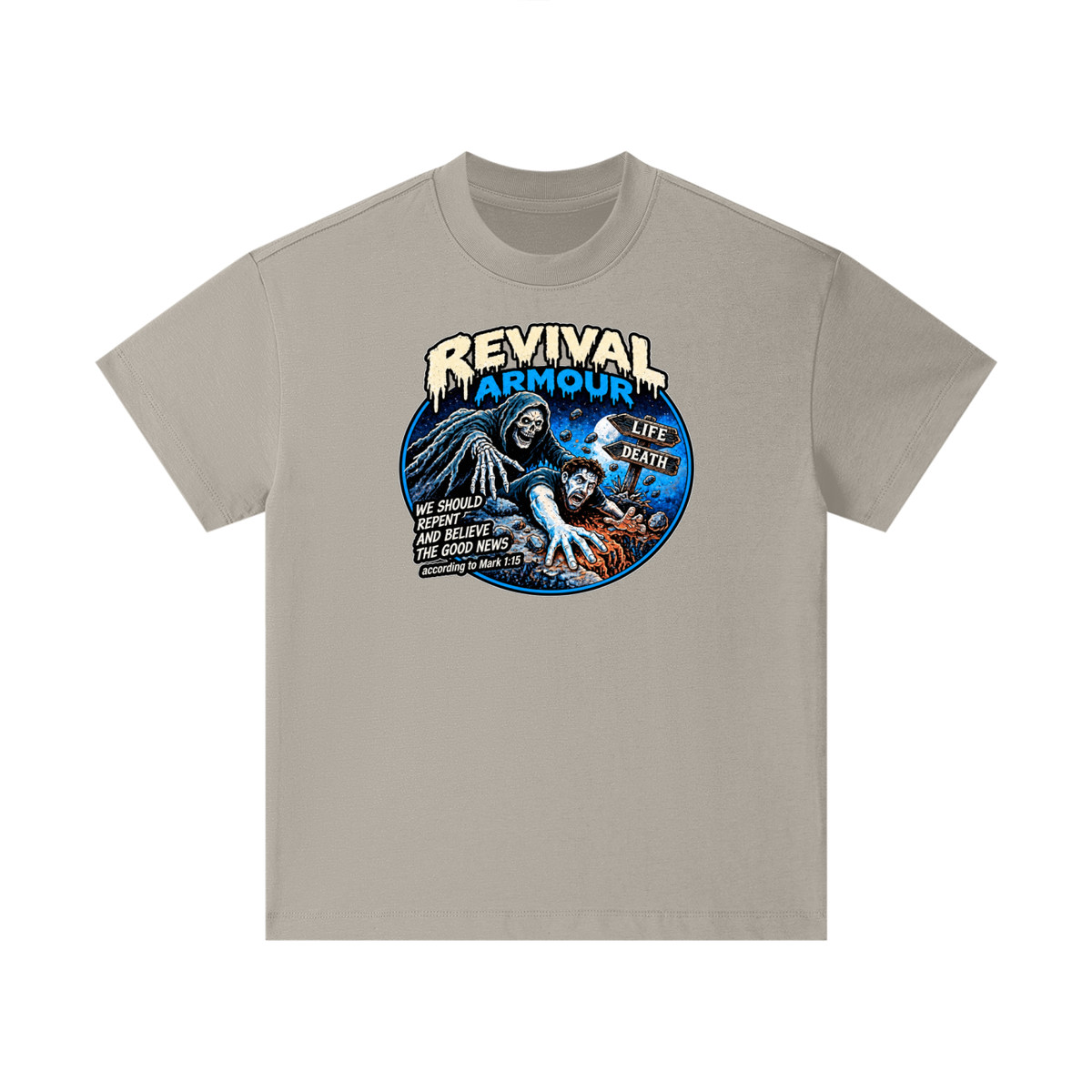 REVIVAL ARMOUR WE SHOULD REPENT AND BELIEVE THE GOOD NEWS according to Mark 1:15 Kids T-Shirt