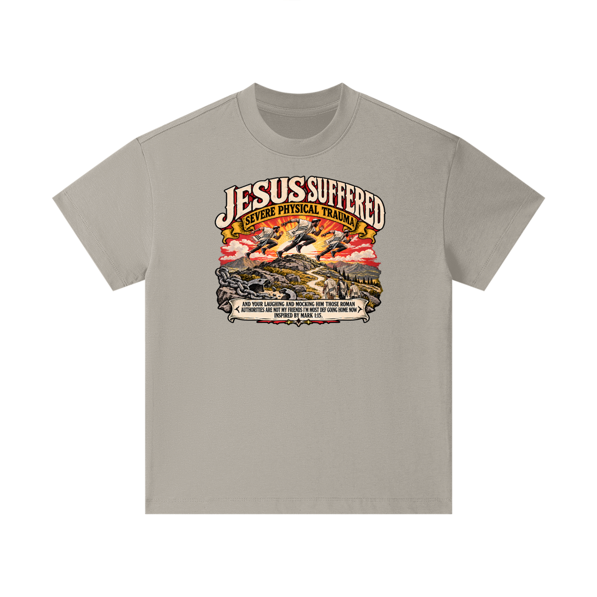 JESUS SUFFERED SEVERE PHYSICAL TRAUMA AND YOUR LAUGHING AND MOCKING HIM THOSE ROMAN AUTHORITIES ARE NOT MY FRIENDS I'M MOST DEF GOING HOME NO INSPIRED BY MARK 1:15. Kids T-Shirt