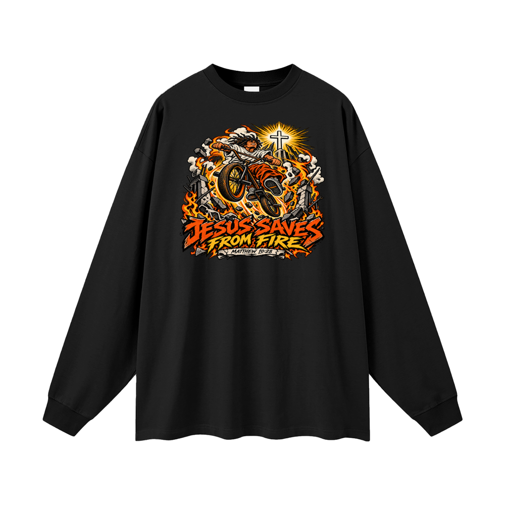 JESUS SAVES FROM FIRE Long Sleeve T-Shirt