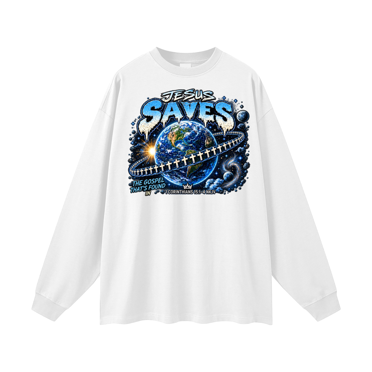 JESUS SAVES THE GOSPEL THAT'S FOUND IN 1 CORINTHIANS 15:1-4 NKJV Long Sleeve T-Shirt