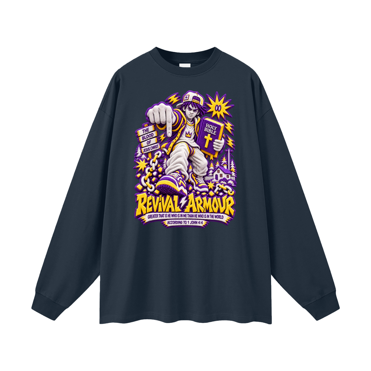 GREATER THAT IS HE WHO IS IN ME THAN WHO IS IN THE WORLD ACCORDING TO 1 JOHN 4:4 Long Sleeve T-Shirt