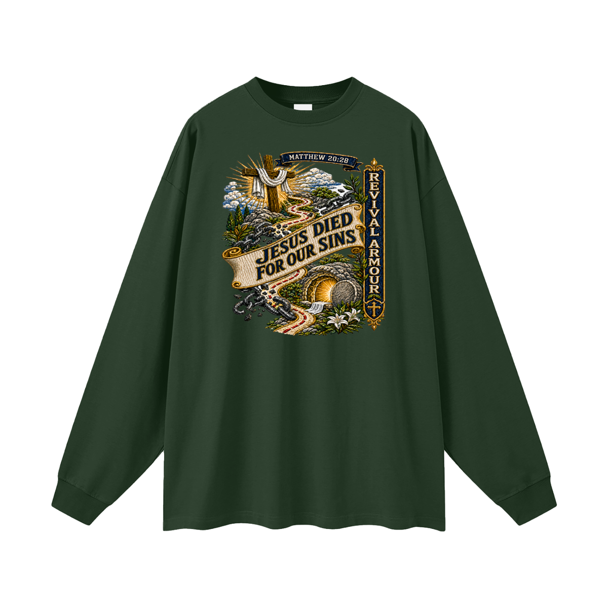 MATTHEW 20:28 Jesus died for our sins REVIVAL ARMOUR Long Sleeve T-Shirt