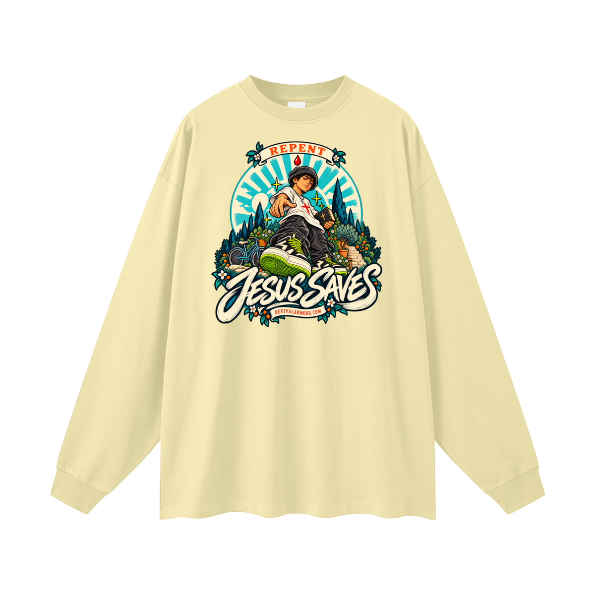 REPENT JESUS SAVES REVIVALARMOUR.COM Long Sleeve T-Shirt