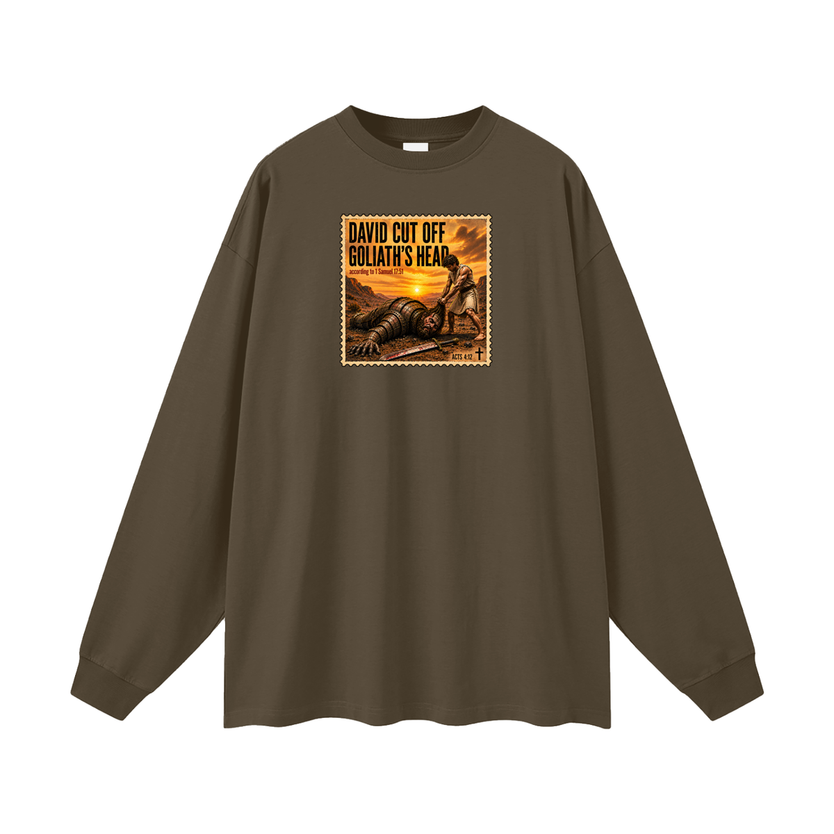 David cut off Goliath's head according to 1 Samuel 17:51 Long Sleeve T-Shirt