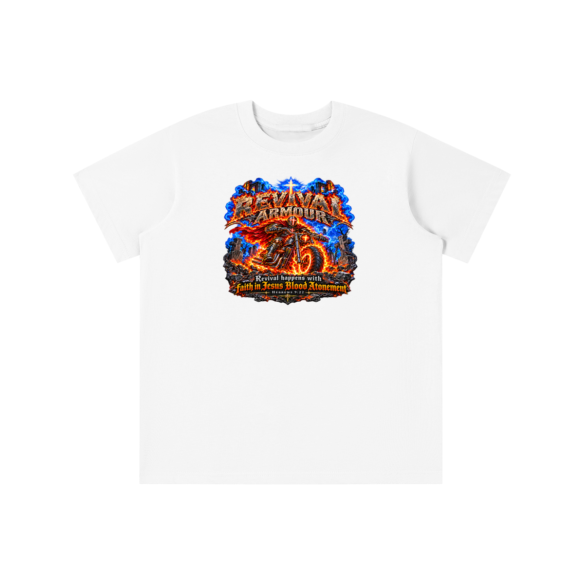 REVIVAL ARMOUR REVIVAL HAPPENS WITH FAITH IN JESUS BLOOD ATONEMENT - HEBREWS 9:22 youth T-shirt
