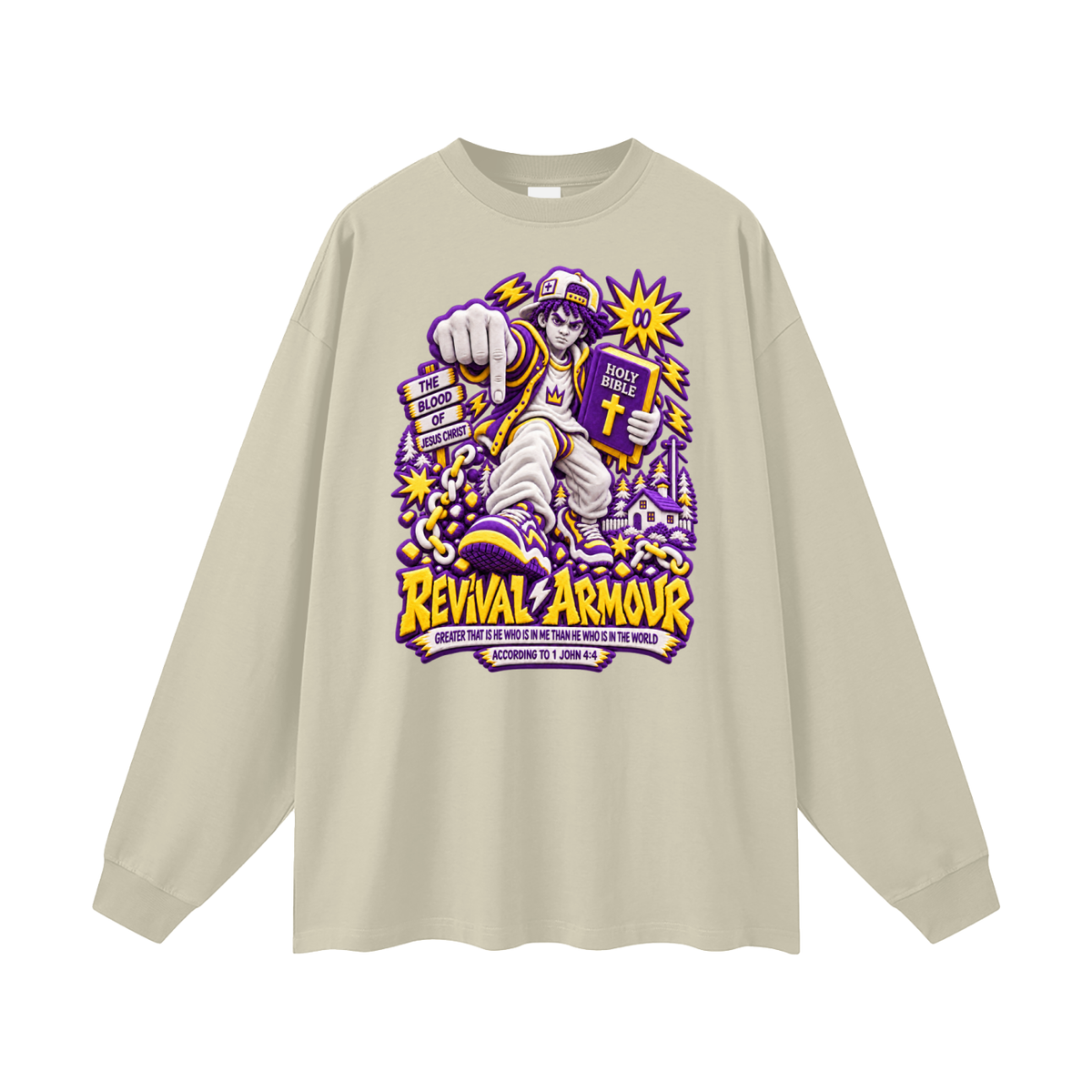 GREATER THAT IS HE WHO IS IN ME THAN WHO IS IN THE WORLD ACCORDING TO 1 JOHN 4:4 Long Sleeve T-Shirt