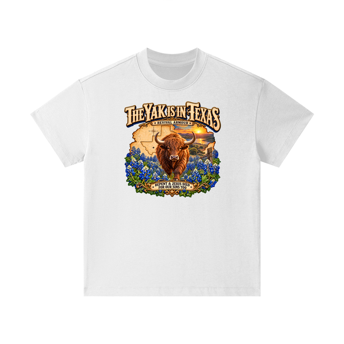 THE YAK IS IN TEXAS REPENT & JESUS DIED FOR OUR SINS TOO Kids T-Shirt