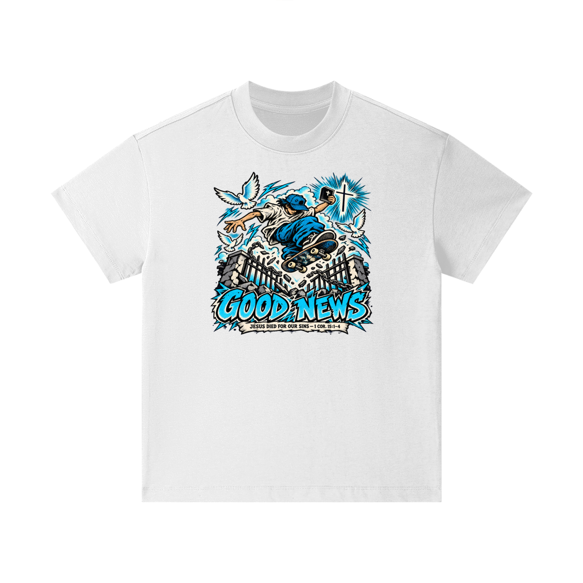 GOOD NEWS JESUS DIED FOR OUR SINS - 1 COR. 15:1-4 *that's not a quote Kids T-Shirt
