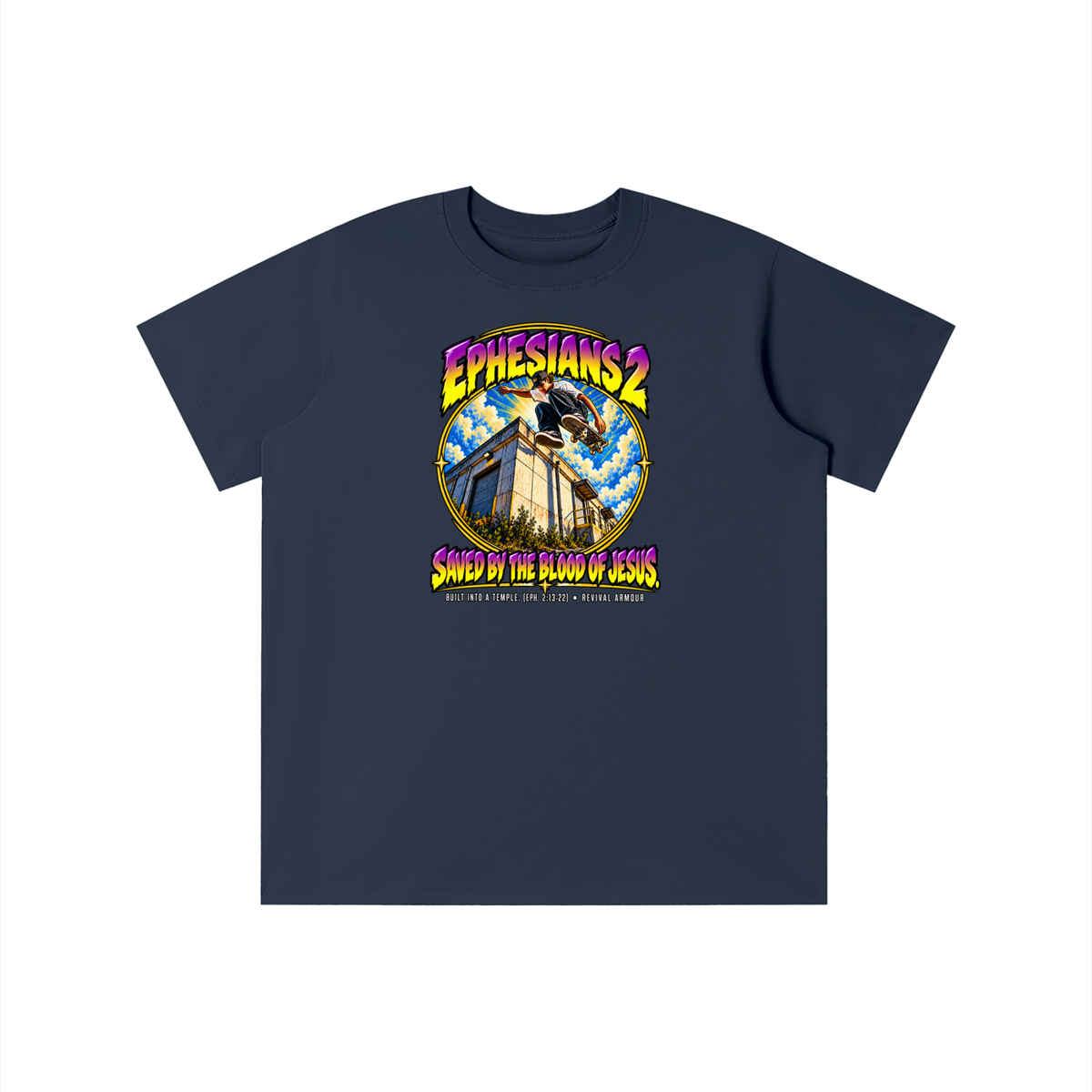 EPHESIANS 2 SAVED BY THE BLOOD OF JESUS BUILT INTO A TEMPLE. (EPH. 2:13-22) youth T-shirt