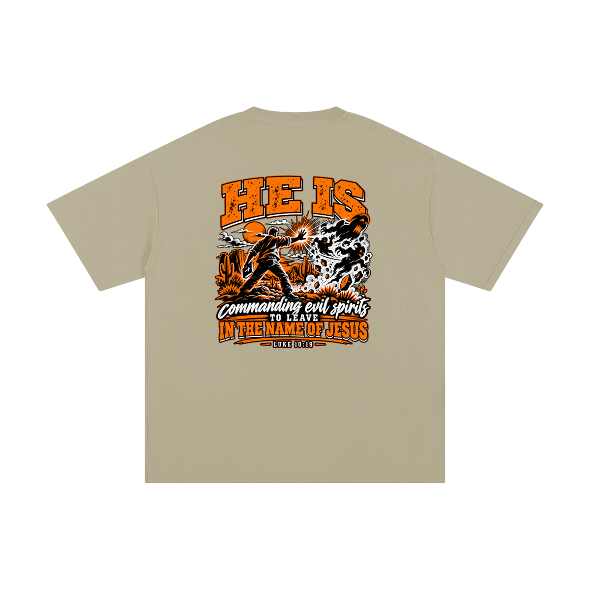 THE WEAPONS OF OUR WARFARE ARE NOT CARNAL HE IS COMMANDING EVIL SPIRITS TO LEAVE IN THE NAME OF JESUS - LUKE 10:19 - T-Shirt
