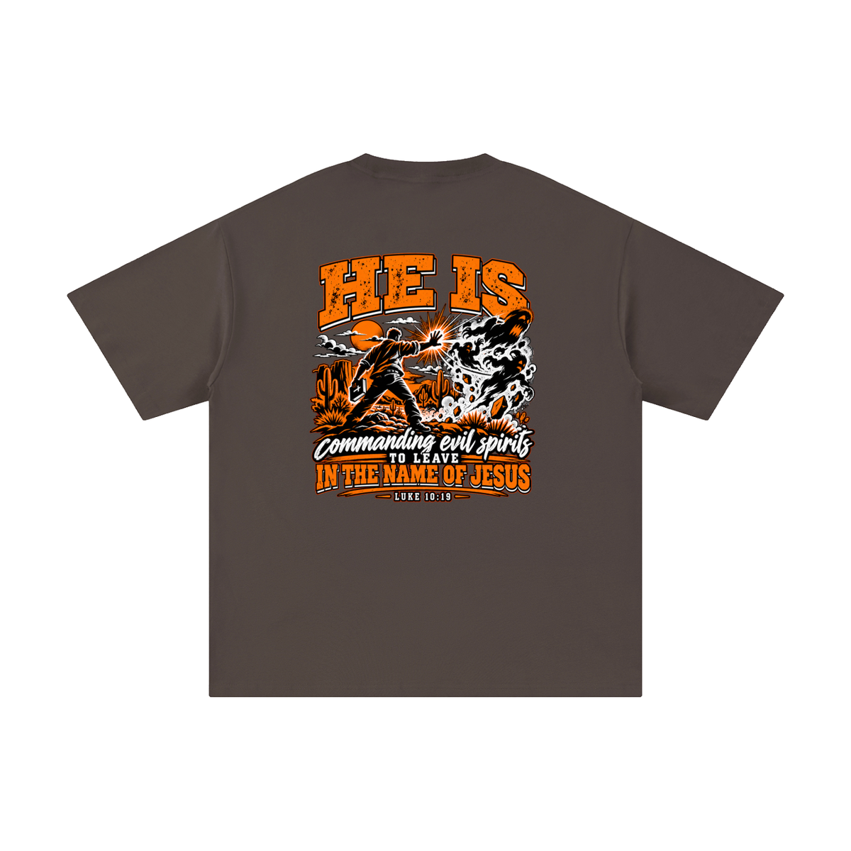 THE WEAPONS OF OUR WARFARE ARE NOT CARNAL HE IS COMMANDING EVIL SPIRITS TO LEAVE IN THE NAME OF JESUS - LUKE 10:19 - T-Shirt
