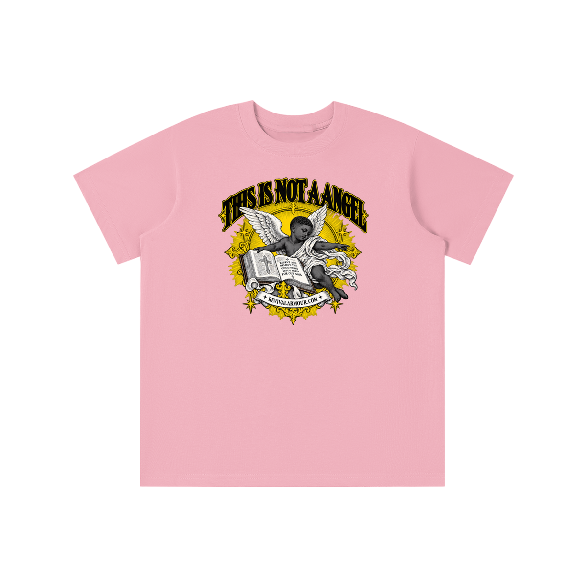 THIS IS NOT A ANGEL REPENT AND BELIEVE THE GOOD NEWS JESUS DIED FOR OUR SIN REVIVALARMOUR.COM youth T-shirt