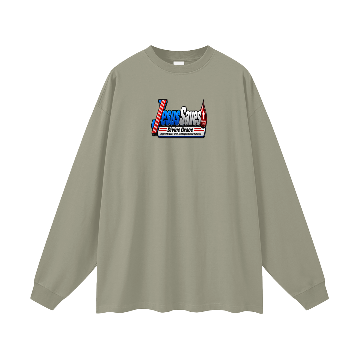 JESUS SVAES (EPHESIANS 2:8-9) DIVINE GRACE INSPIRED BY GOD'S WRATH BEING AGAINST SINFUL HUMANITY Long Sleeve T-Shirt