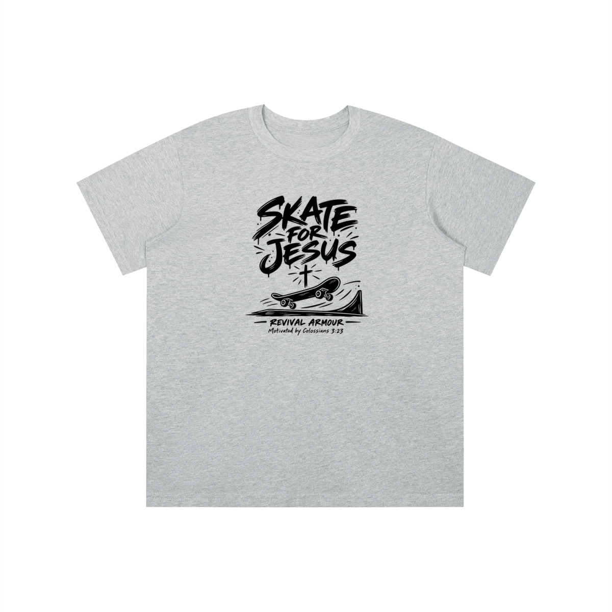 SKATE FOR JESUS REVIVAL ARMOUR Motivated by Colossians 3:23 youth T-shirt
