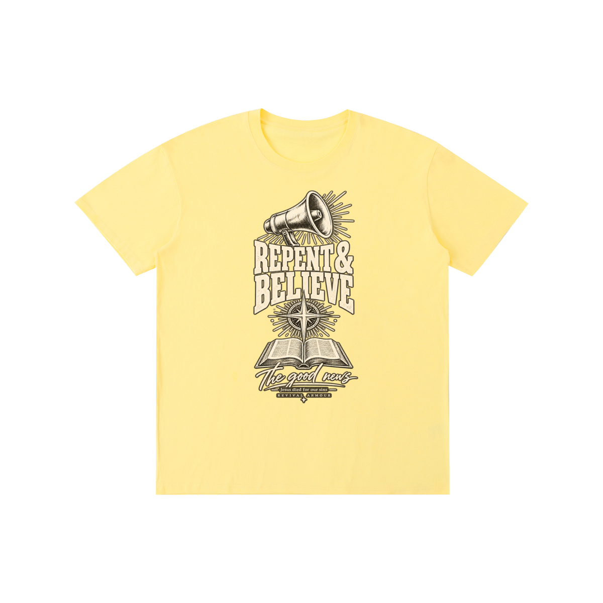REPENT & BELIEVE The good news Jesus died for our sins REVIVAL ARMOUR T-Shirt