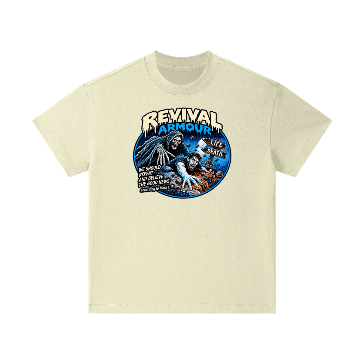 REVIVAL ARMOUR WE SHOULD REPENT AND BELIEVE THE GOOD NEWS according to Mark 1:15 Kids T-Shirt