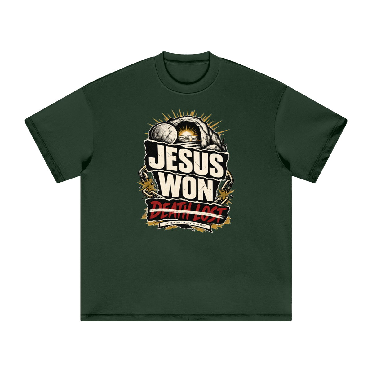 JESUS WON DEATH LOST INFLUENCED BY 1 CORINTHIANS 15:57 T-Shirt
