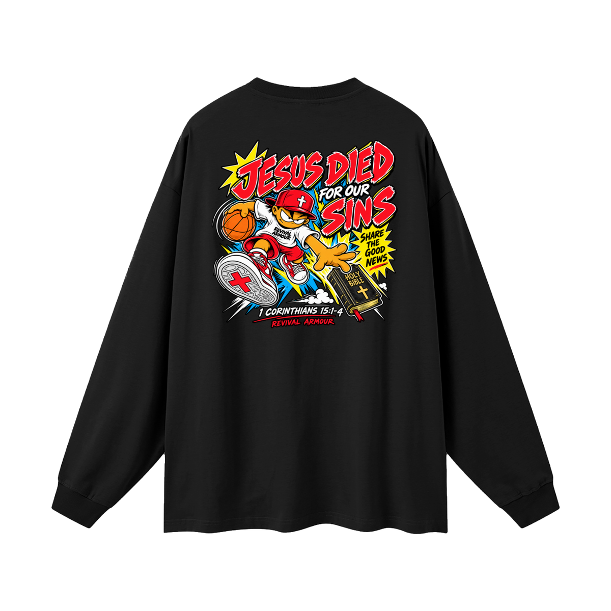 SUBMIT TO JESUS RESIST THE DEVIL AND HE WILL FLEE FROM YOU INSPIRED BY JAMES 4:7 JESUS DIED FOR OUR SINS SHARE THE GOOD NEWS HOLY BIBLE 1 CORTHIANS 15:1-4 REVIVAL ARMOUR Long Sleeve T-Shirt