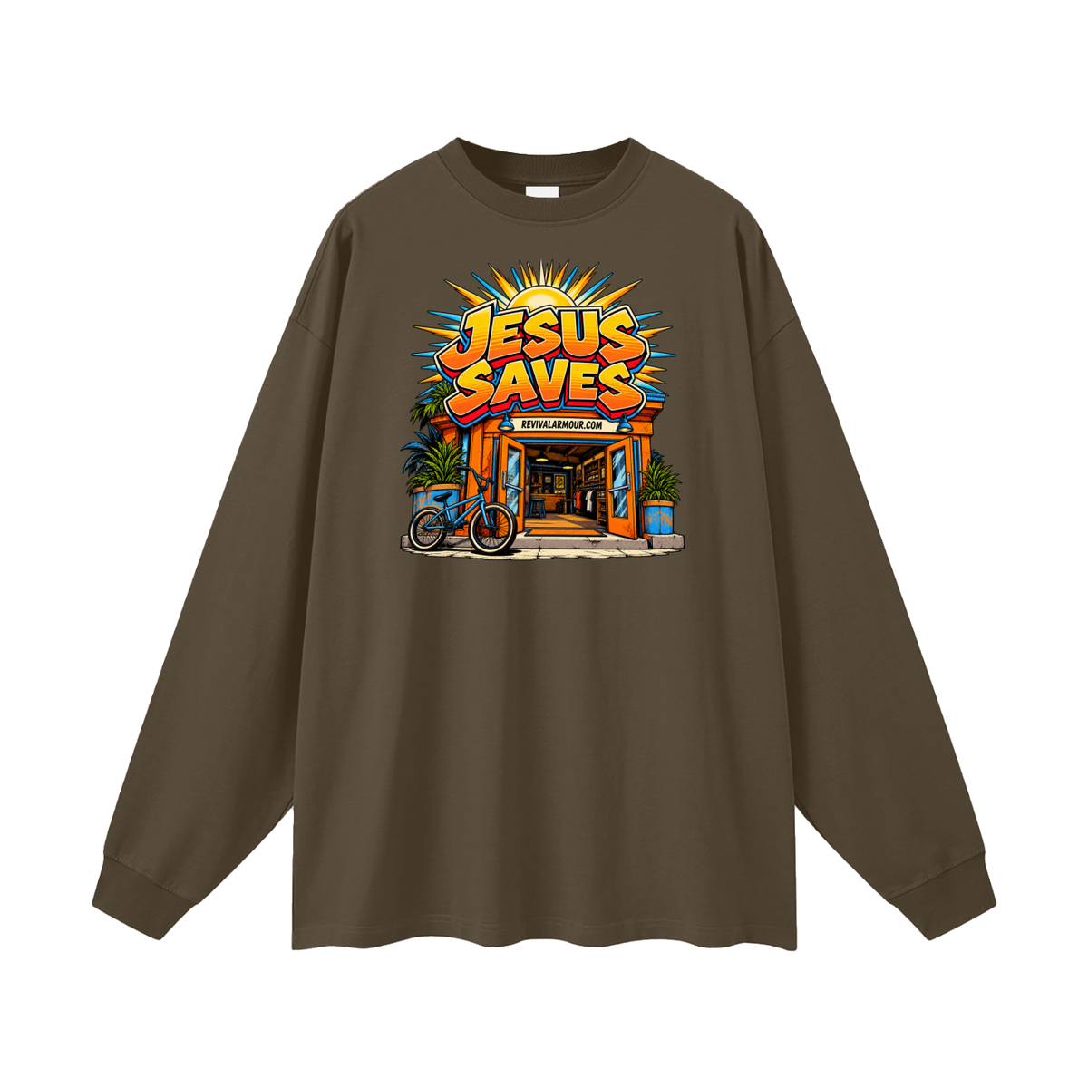 JESUS SAVES REVIVALARMOUR.COM Long Sleeve T-Shirt