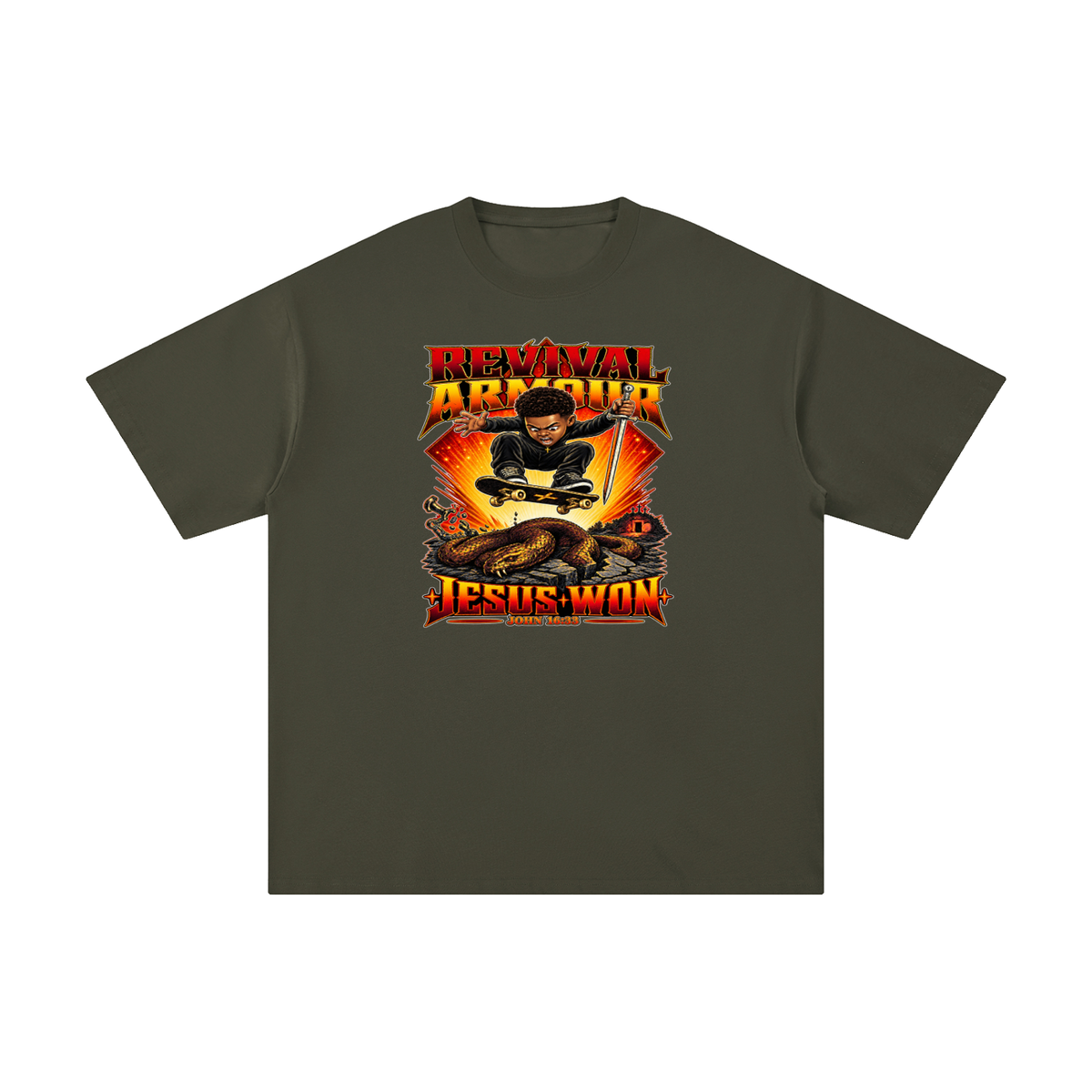 REVIVAL ARMOUR JESUS * WON - JOHN 16:33 - T-Shirt