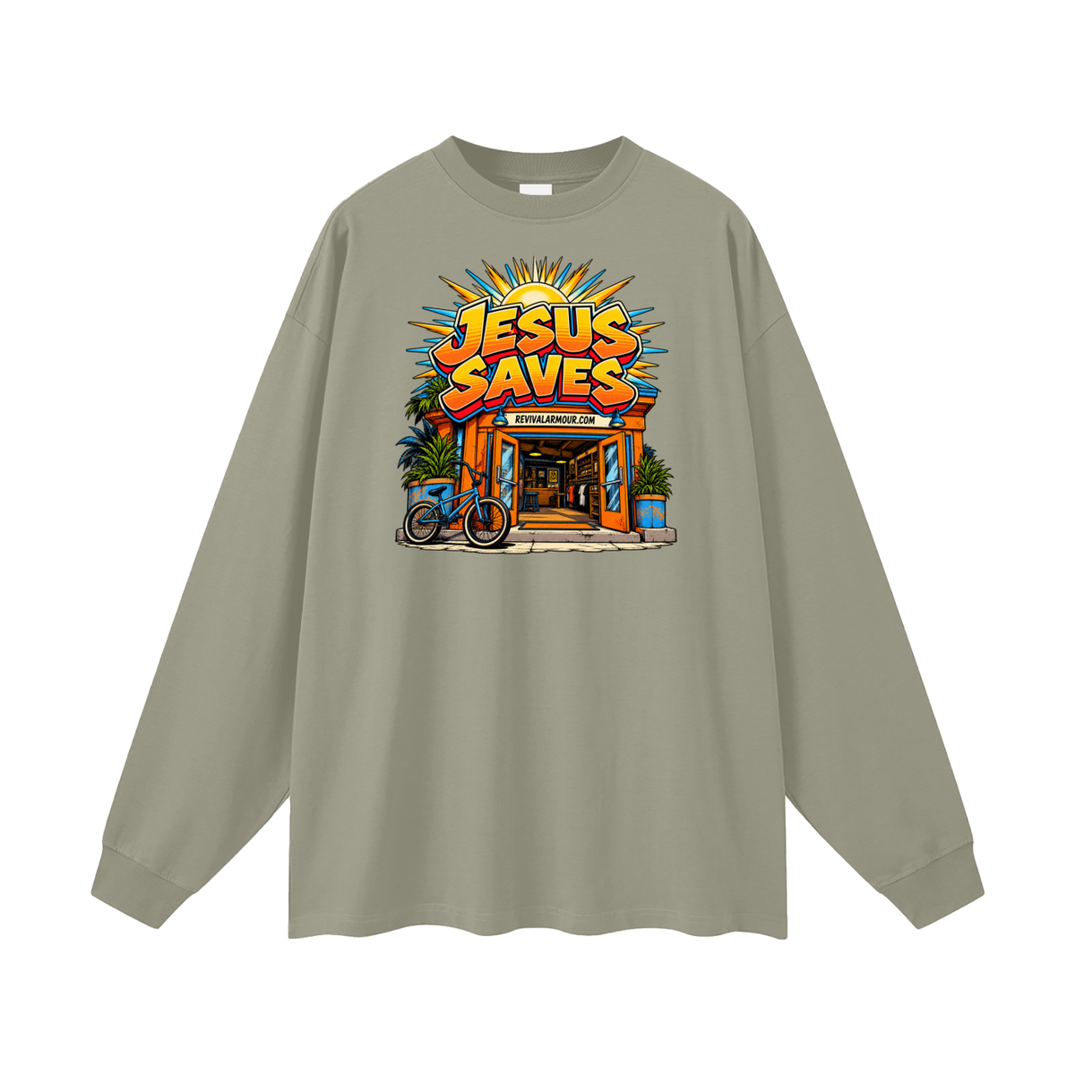 JESUS SAVES REVIVALARMOUR.COM Long Sleeve T-Shirt