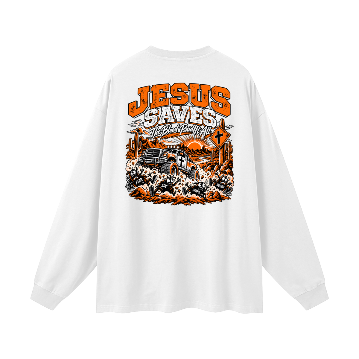JESUS DIED FOR FOR OUR SINS THAT'S THE GOOD NEWS 1 CORTHIANS 15:1-4 JESUS SAVES THE BLOOD PAID IT ALL Long Sleeve T-Shirt