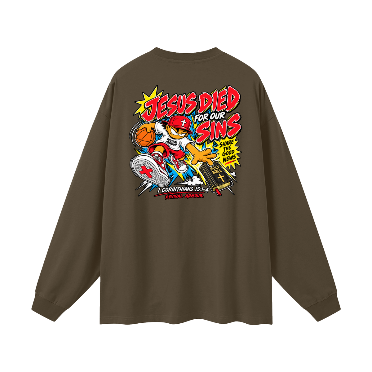 SUBMIT TO JESUS RESIST THE DEVIL AND HE WILL FLEE FROM YOU INSPIRED BY JAMES 4:7 JESUS DIED FOR OUR SINS SHARE THE GOOD NEWS HOLY BIBLE 1 CORTHIANS 15:1-4 REVIVAL ARMOUR Long Sleeve T-Shirt