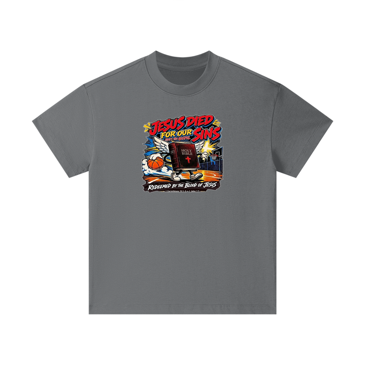 Jesus died for our sins that's the gospel redeemed by the blood of Jesus 1 Corinthians 15:1-3 . 1 John 1:7 Kids T-Shirt