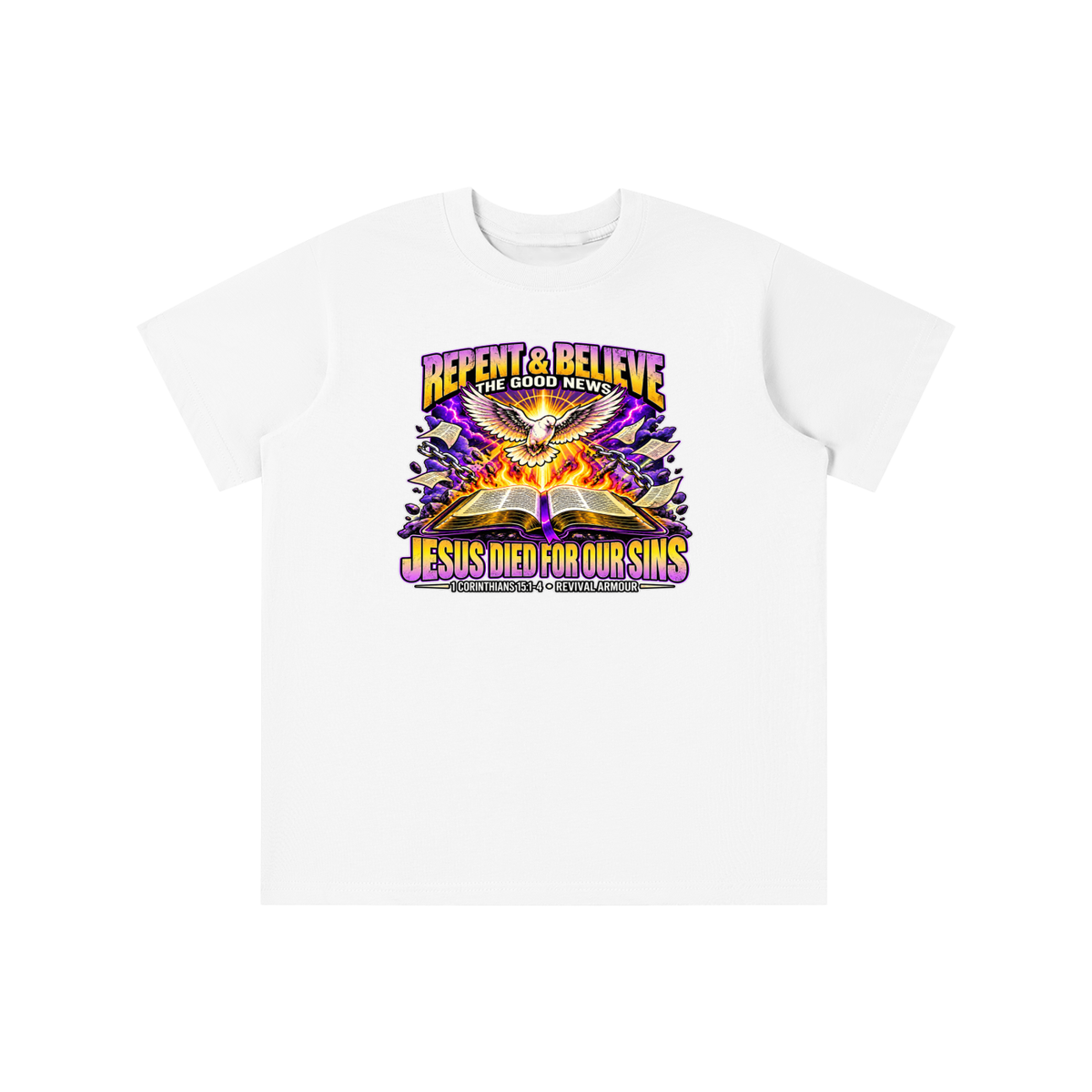 REPENT & BELIEVE THE GOOD NEWS JESUS DIED FOR OUR SINS youth T-shirt