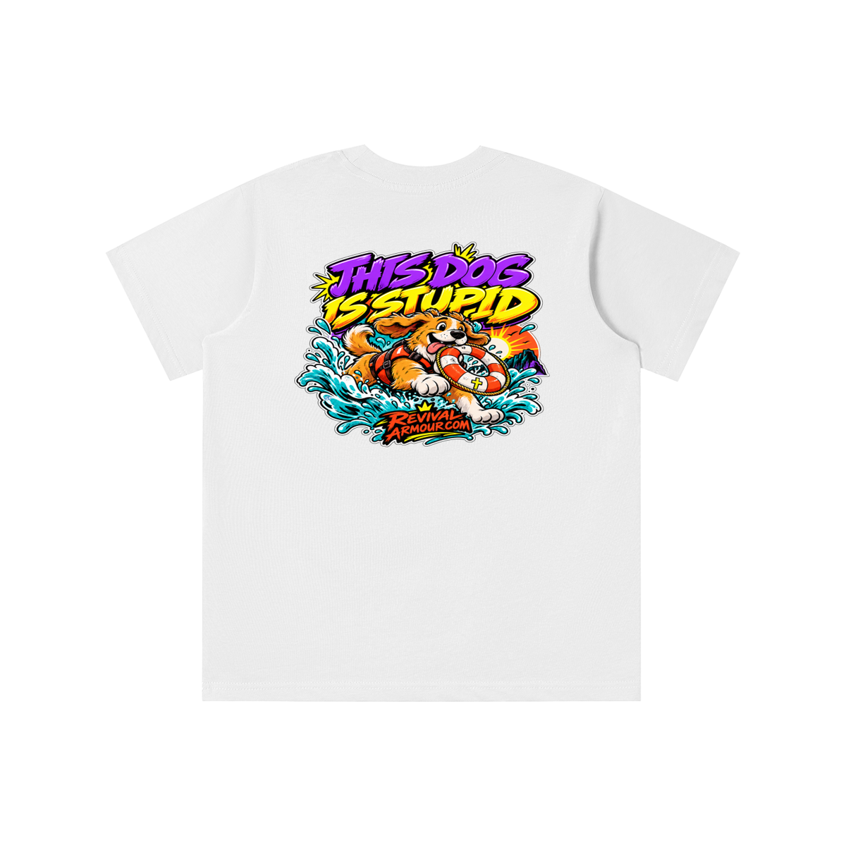 THIS DOG IS STUPID REVIVALARMOUR.COM youth T-shirt