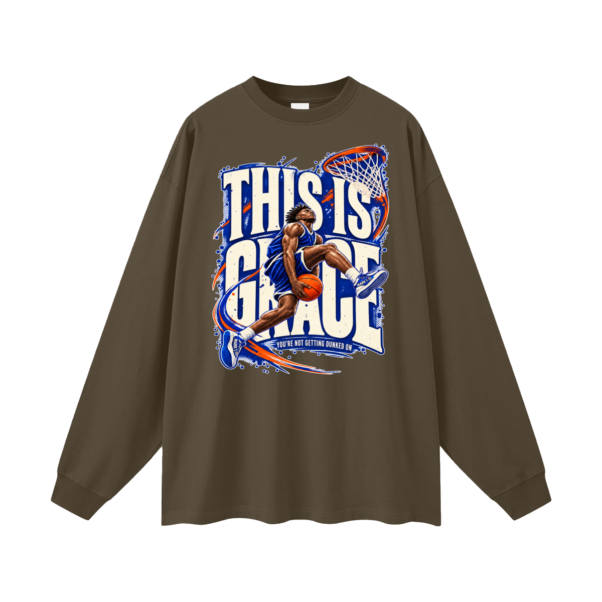 THIS IS GRACE YOU'RE NO GETTING DUNKED ON ( MARK 1:15 IS ON HIS SHOES ) Long Sleeve T-Shirt