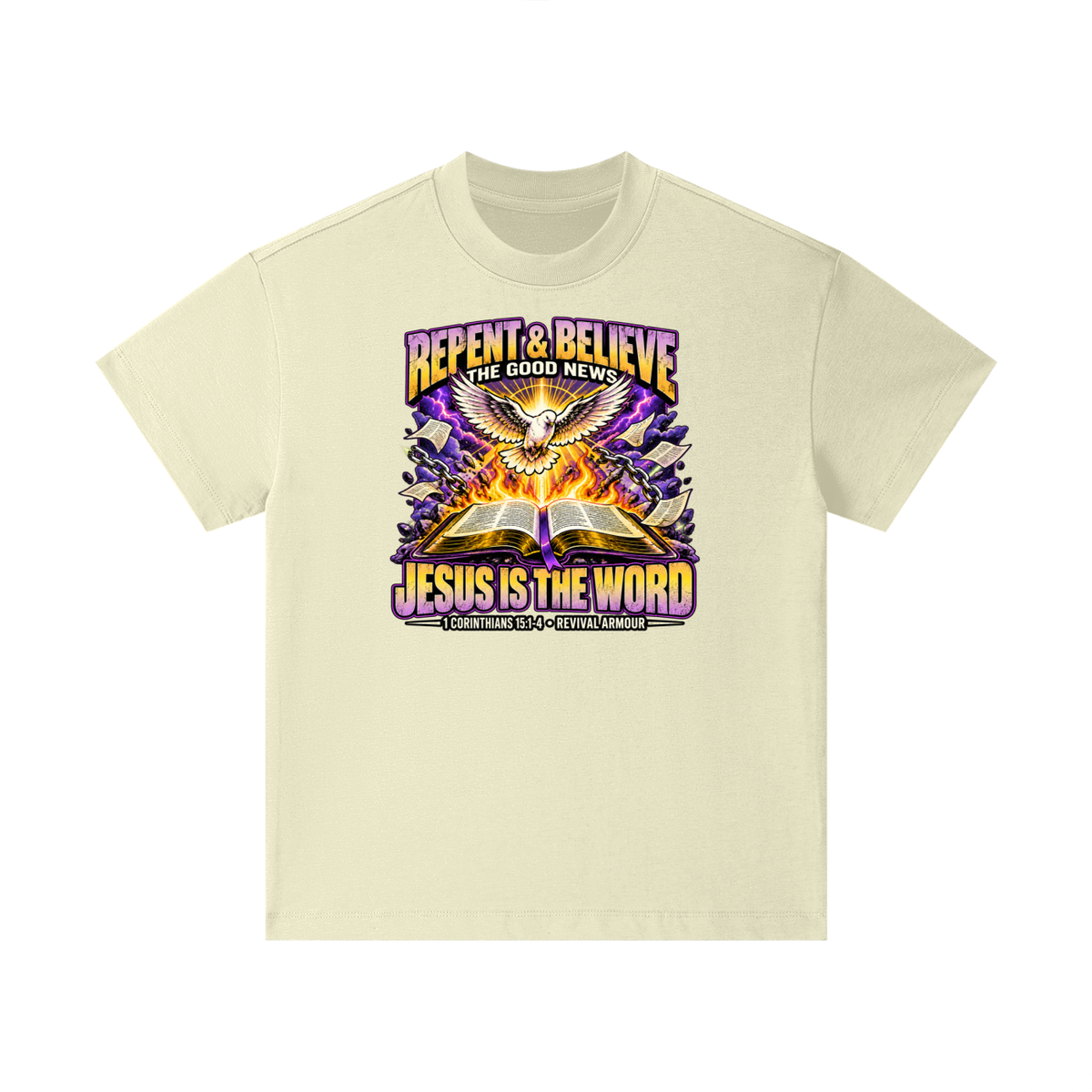 REPENT & BELIEVE THE GOOD NEW JESUS IS THE WORD 1 CORINTHIANS 15:1-4 REVIVAL ARMOUR Kids T-Shirt