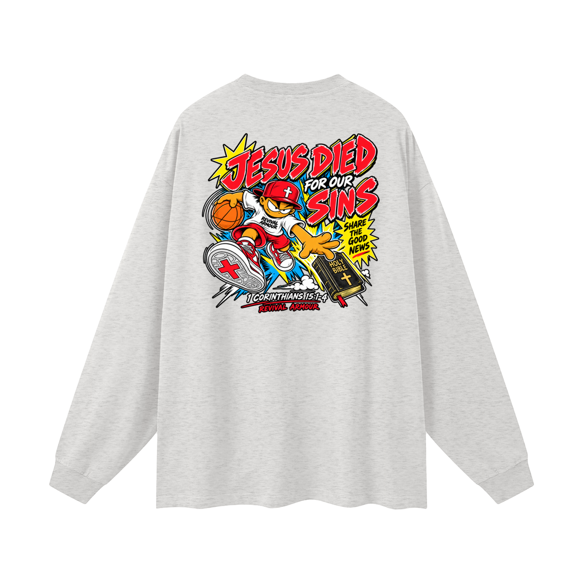 SUBMIT TO JESUS RESIST THE DEVIL AND HE WILL FLEE FROM YOU INSPIRED BY JAMES 4:7 JESUS DIED FOR OUR SINS SHARE THE GOOD NEWS HOLY BIBLE 1 CORTHIANS 15:1-4 REVIVAL ARMOUR Long Sleeve T-Shirt