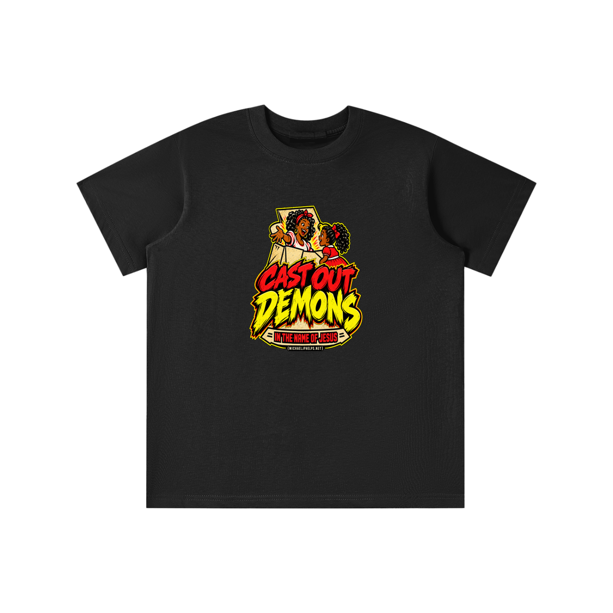 CAST OUT DEMONS IN THE NAME OF JESUS (MICHAELJPHELPS.NET) youth T-shirt