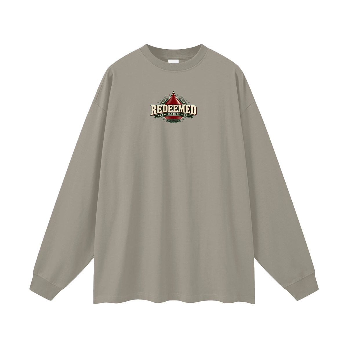 REDEEMED BY THE BLOOD OF JESUS -REVIVAL ARMOUR- -EPHESIANS 1:7- Long Sleeve T-Shirt