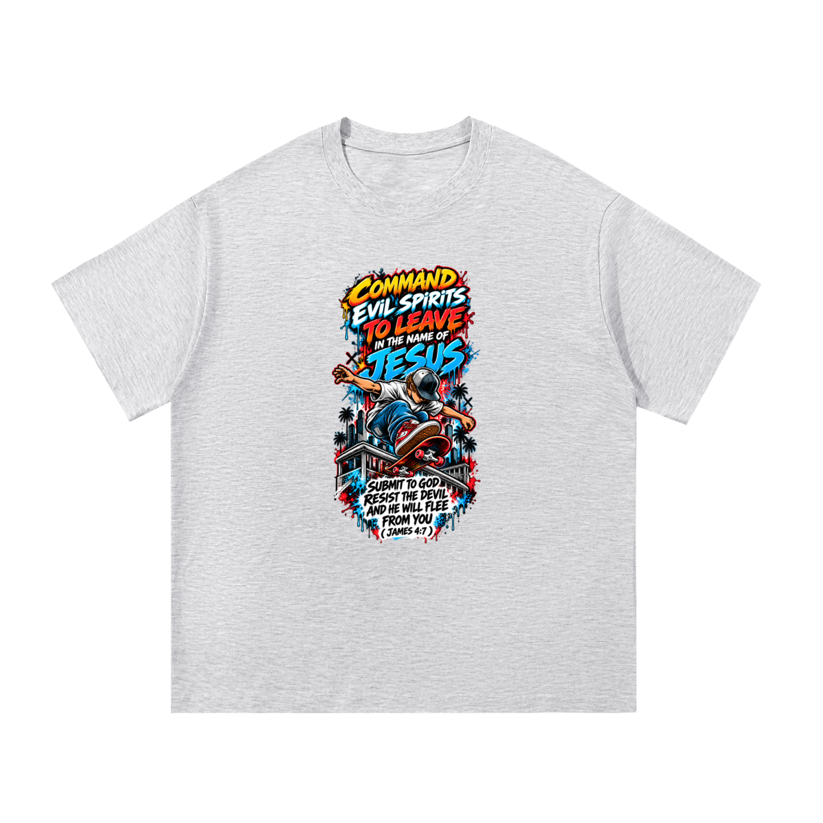 COMMAND EVIL SPIRITS TO LEAVE IN THE NAME OF JESUS SUBMIT TO GOD RESIST THE DEVIL AND HE WILL FLEE FROM YOU ( JAMES 4:7 )T-Shirt