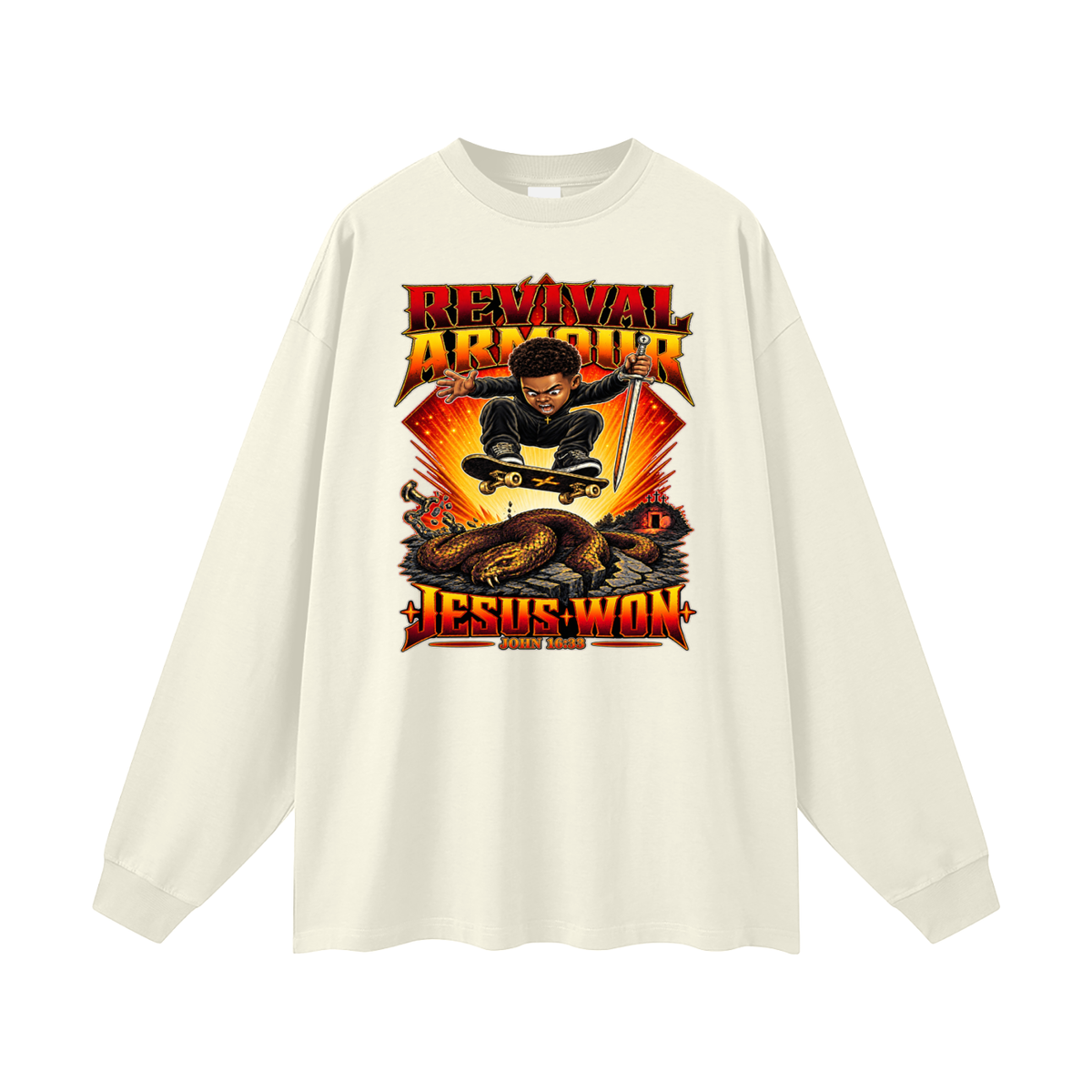 REVIVAL ARMOUR JESUS * WON - JOHN 16:33 - Long Sleeve T-Shirt