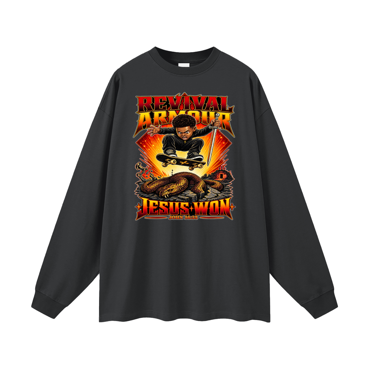 REVIVAL ARMOUR JESUS * WON - JOHN 16:33 - Long Sleeve T-Shirt