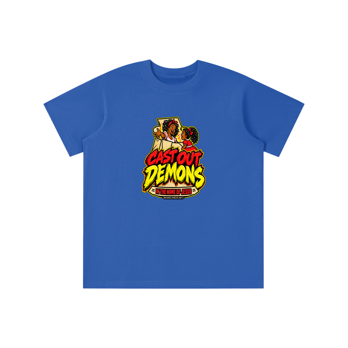 CAST OUT DEMONS IN THE NAME OF JESUS (MICHAELJPHELPS.NET) youth T-shirt