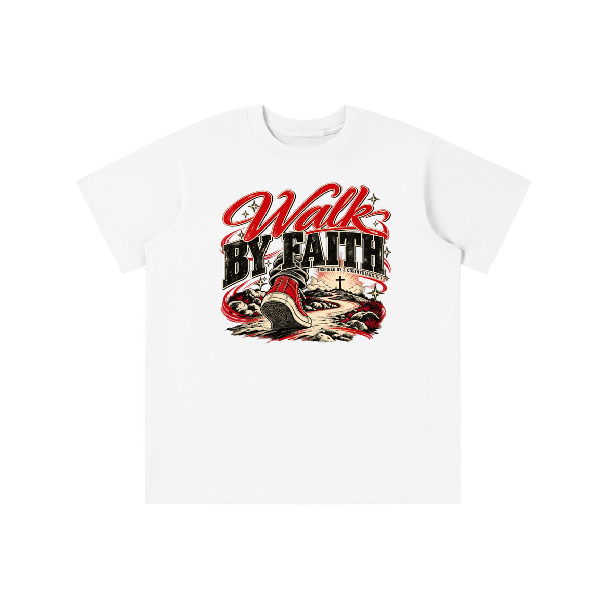 WALK BY FAITH INSPIRED BY 1 CORINTHIANS 5:7 youth T-shirt