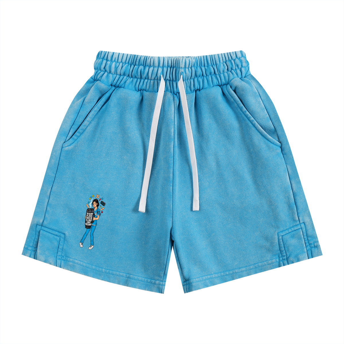 THE BLOOD OF JESUS SAVES ME ALL NIGHT I DON'T NEED DRUGS Kids' Shorts
